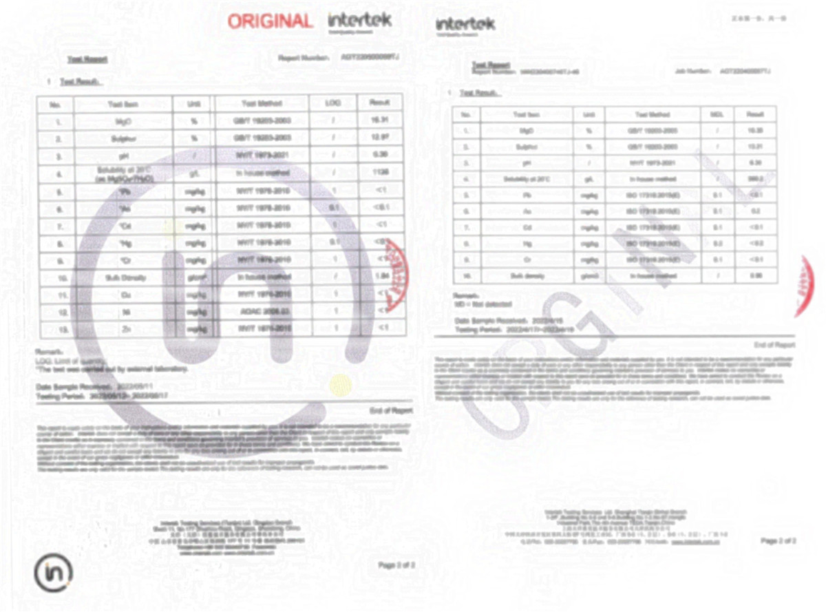 Third party inspection report Calcium Nitrate Crystal China producer